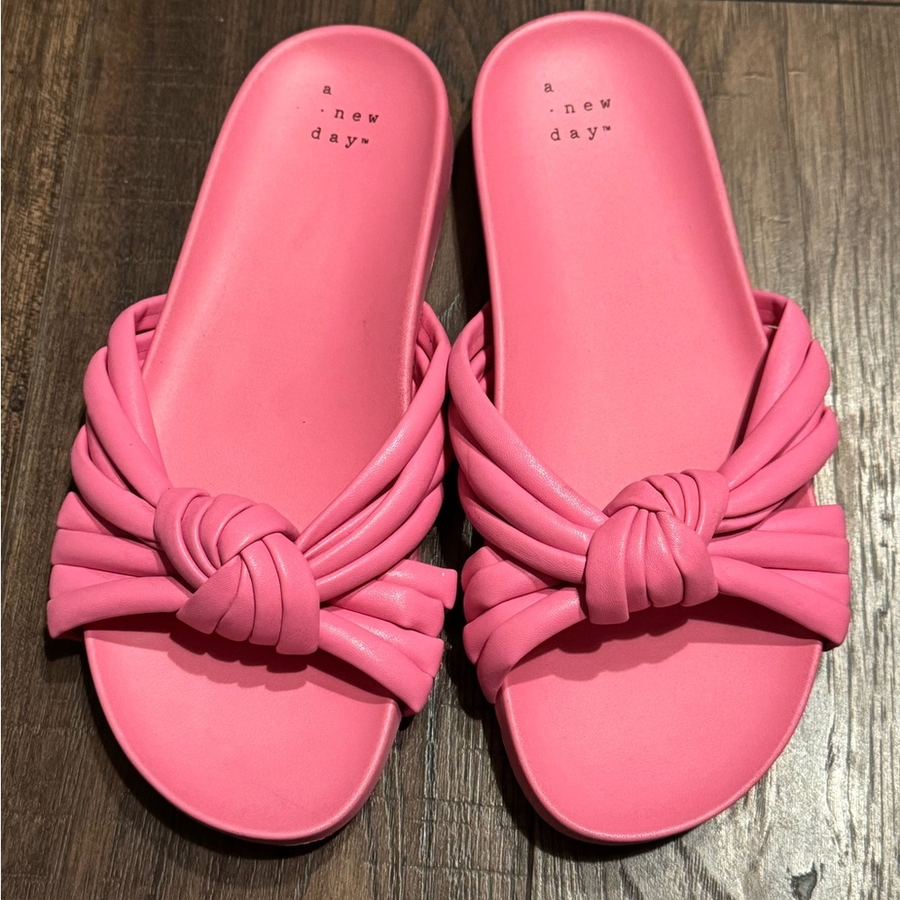 A New Day Women's Pink Knotted Slide Sandals - Picture 3 of 4